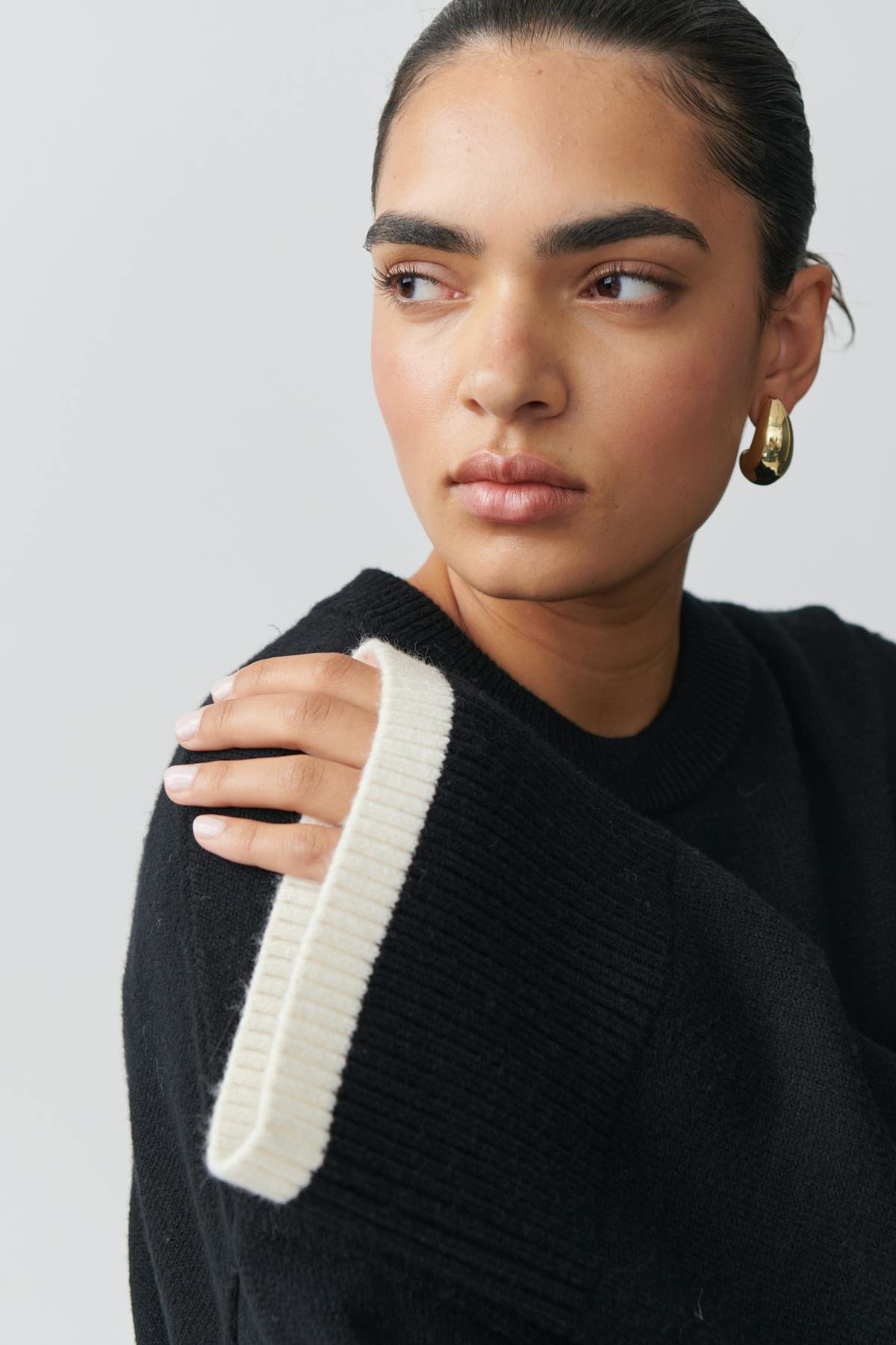 Contrast knit sweater - Noir