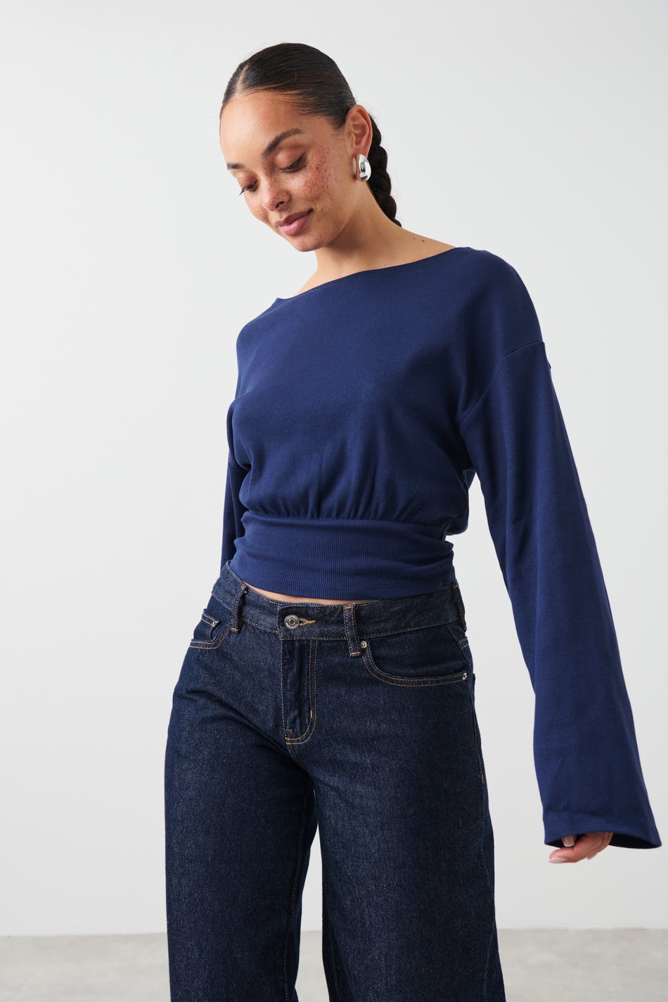 Flare sleeve top - Peacoat
