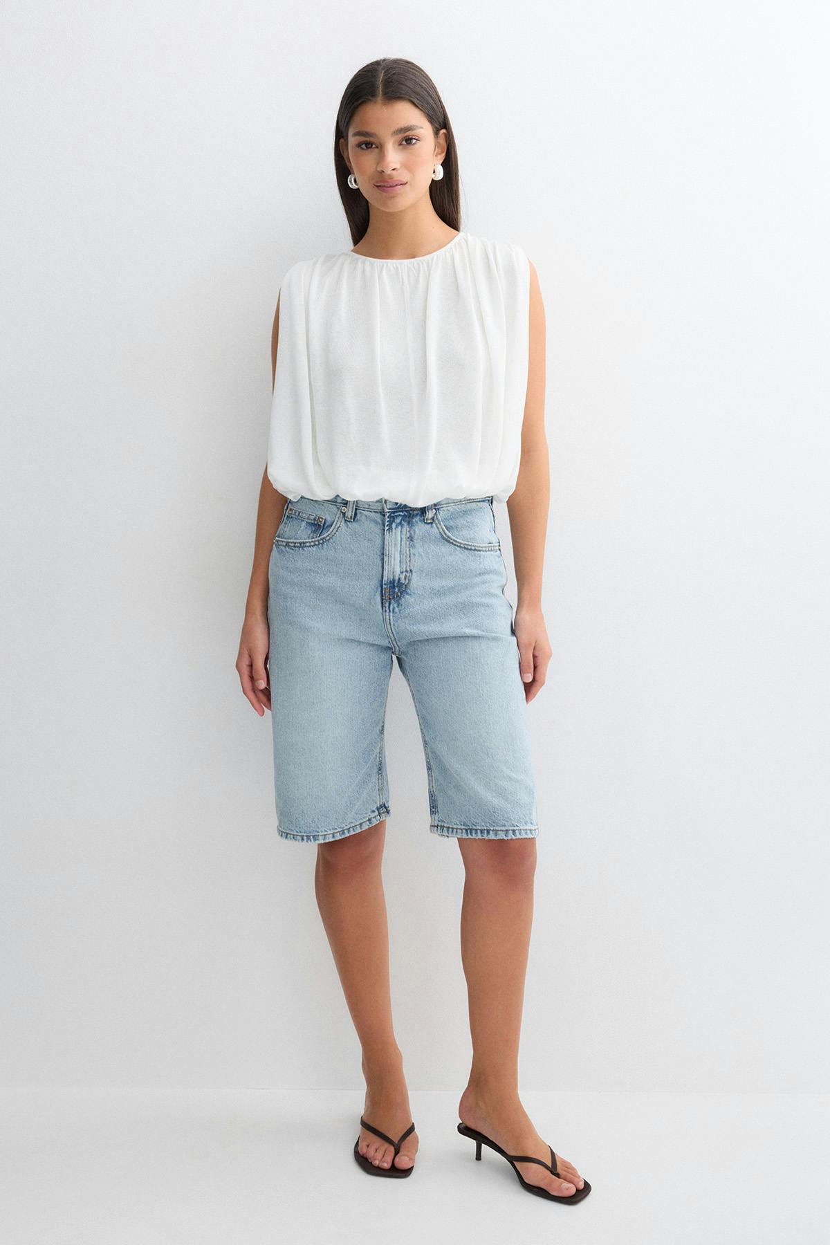 Baggy denim shorts - Bleu clair