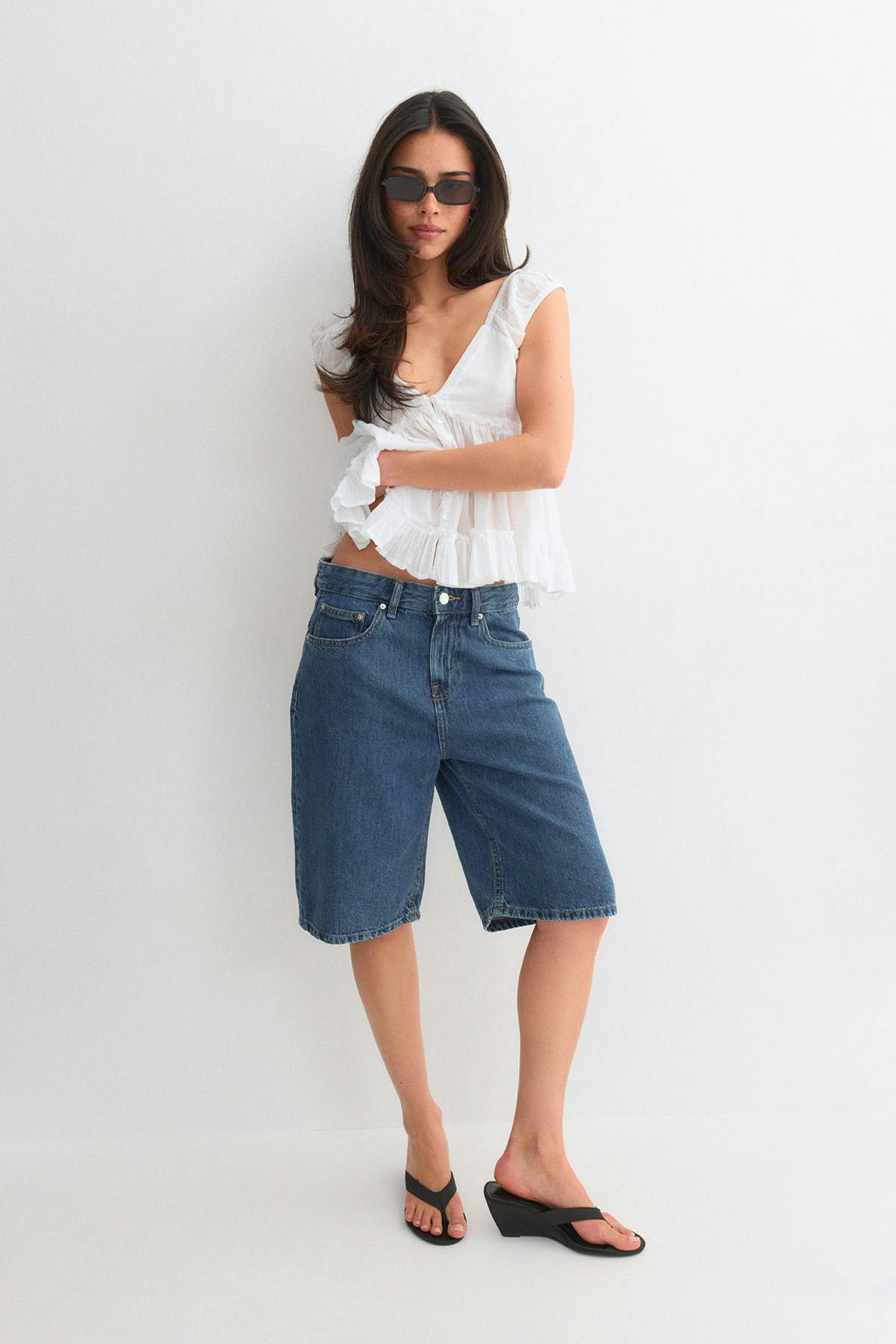 Baggy denim shorts - Rinse