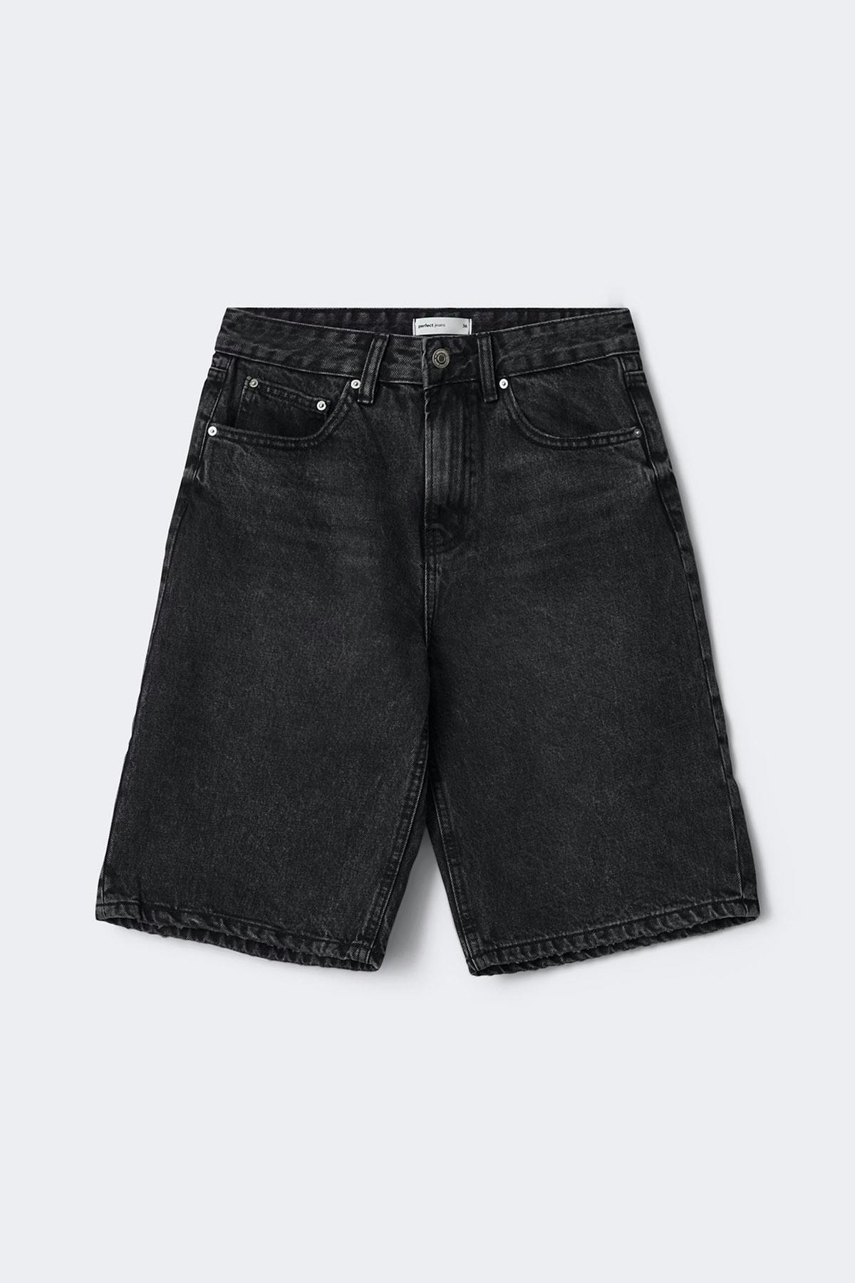 Baggy denim shorts - Offblack