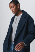 short double breasted coat - Bleu marine