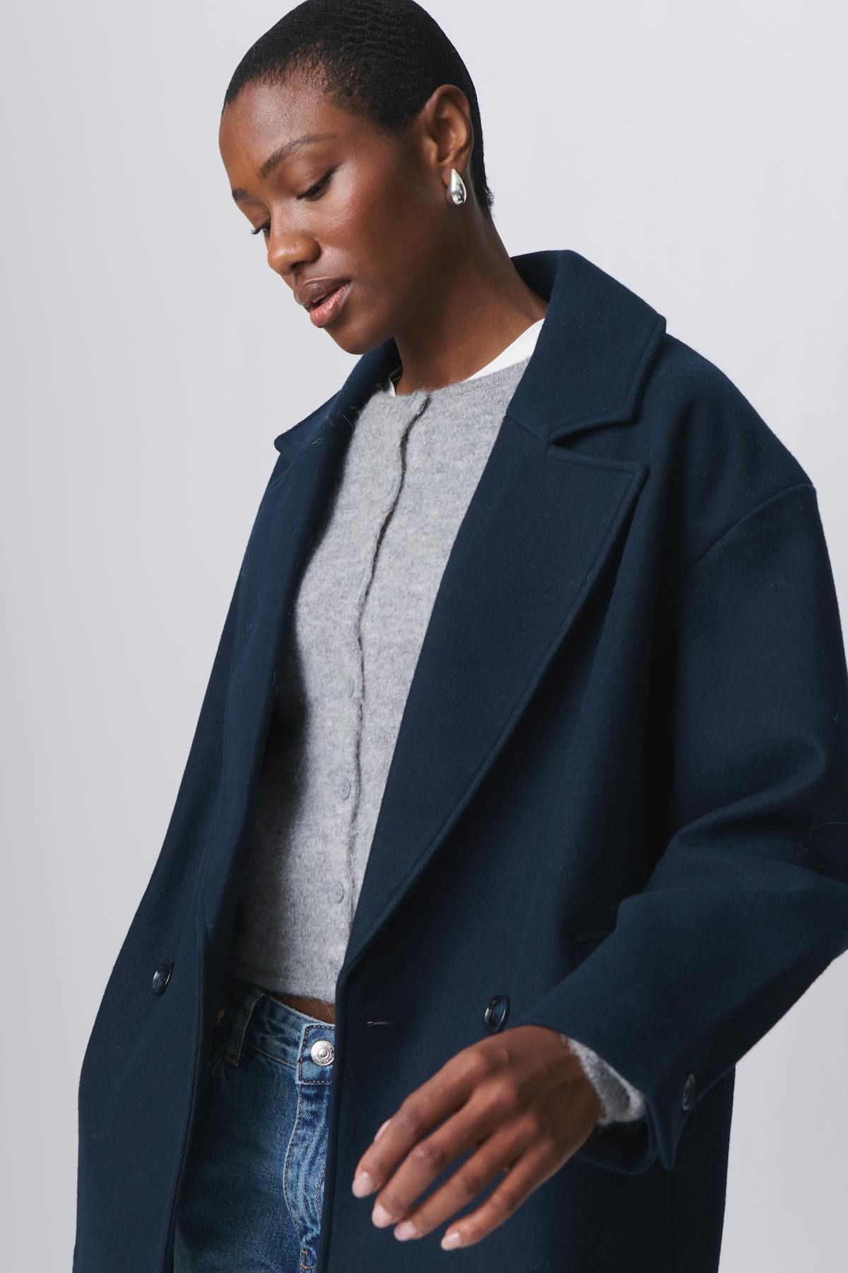 short double breasted coat - Bleu marine