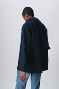 short double breasted coat - Bleu marine