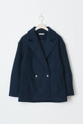 short double breasted coat - Bleu marine