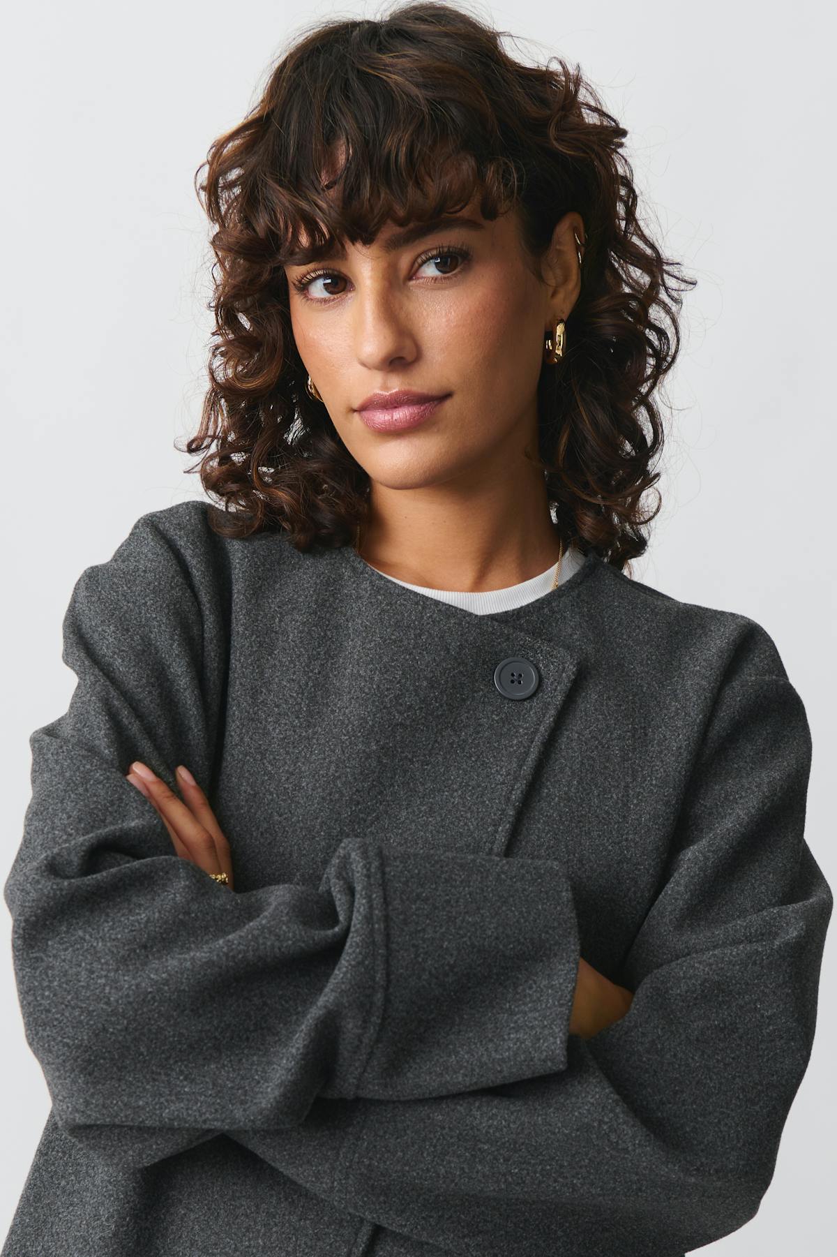 One button jacket - Dk grey melange