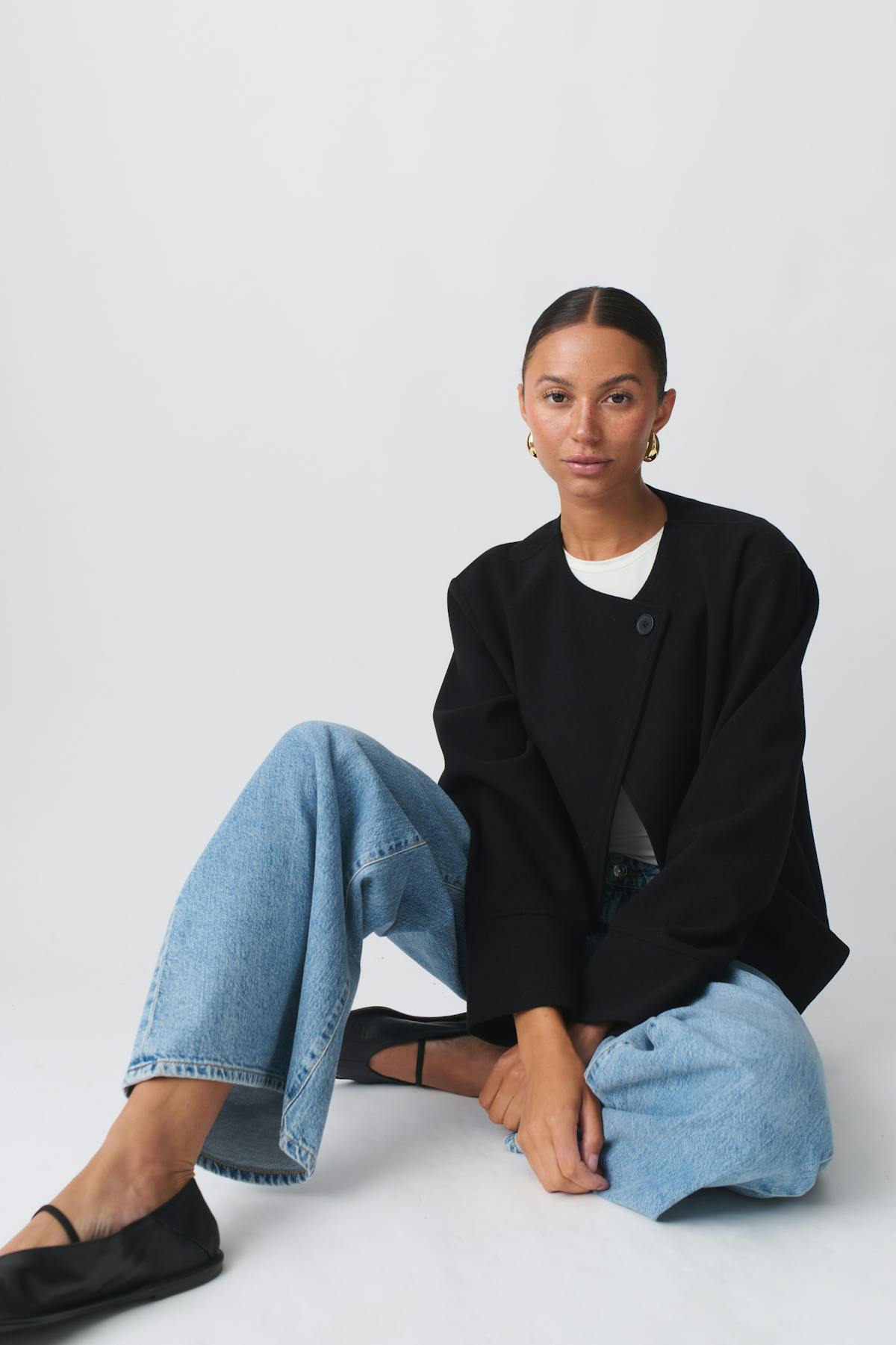 One button jacket - Dk grey melange