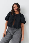Puff sleeve blouse - Cream dot aop