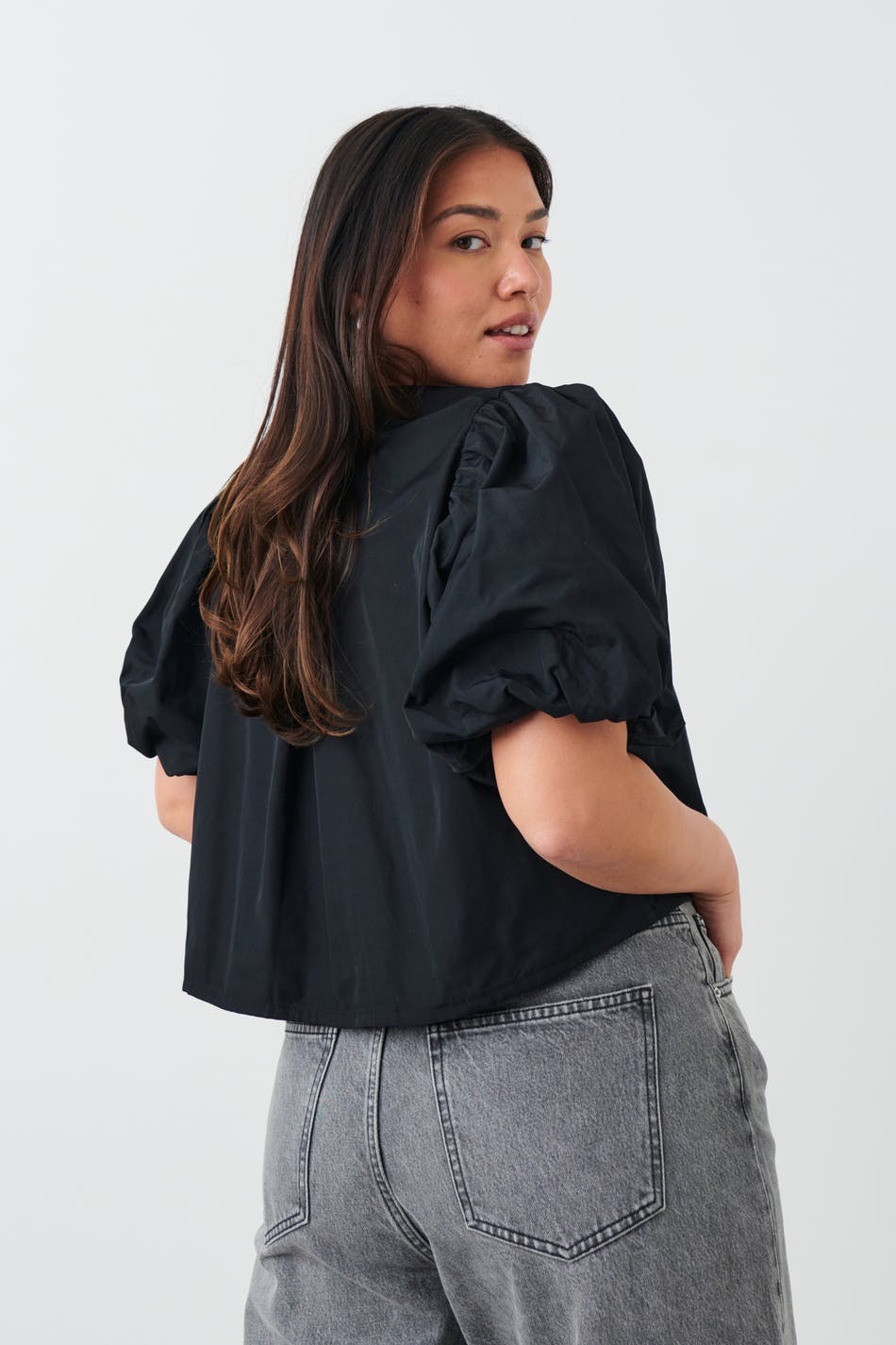 Puff sleeve blouse - Cream dot aop