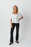 Puff sleeve jersey top - Blanc cassé