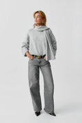 knitted scarf sweater - Lt grey melange