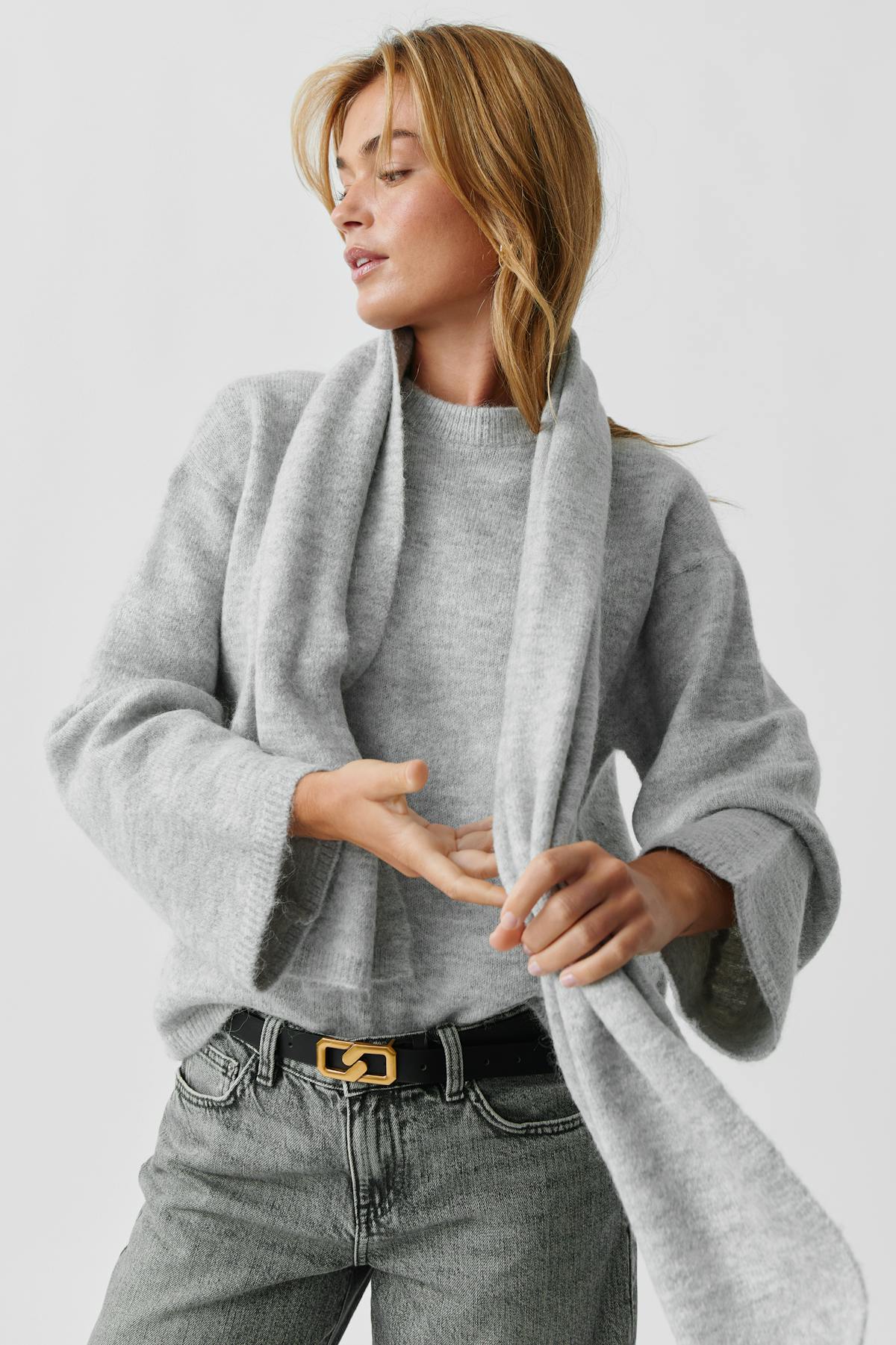 knitted scarf sweater - Noir