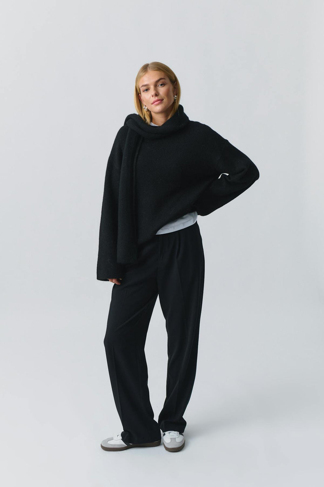 knitted scarf sweater - Noir