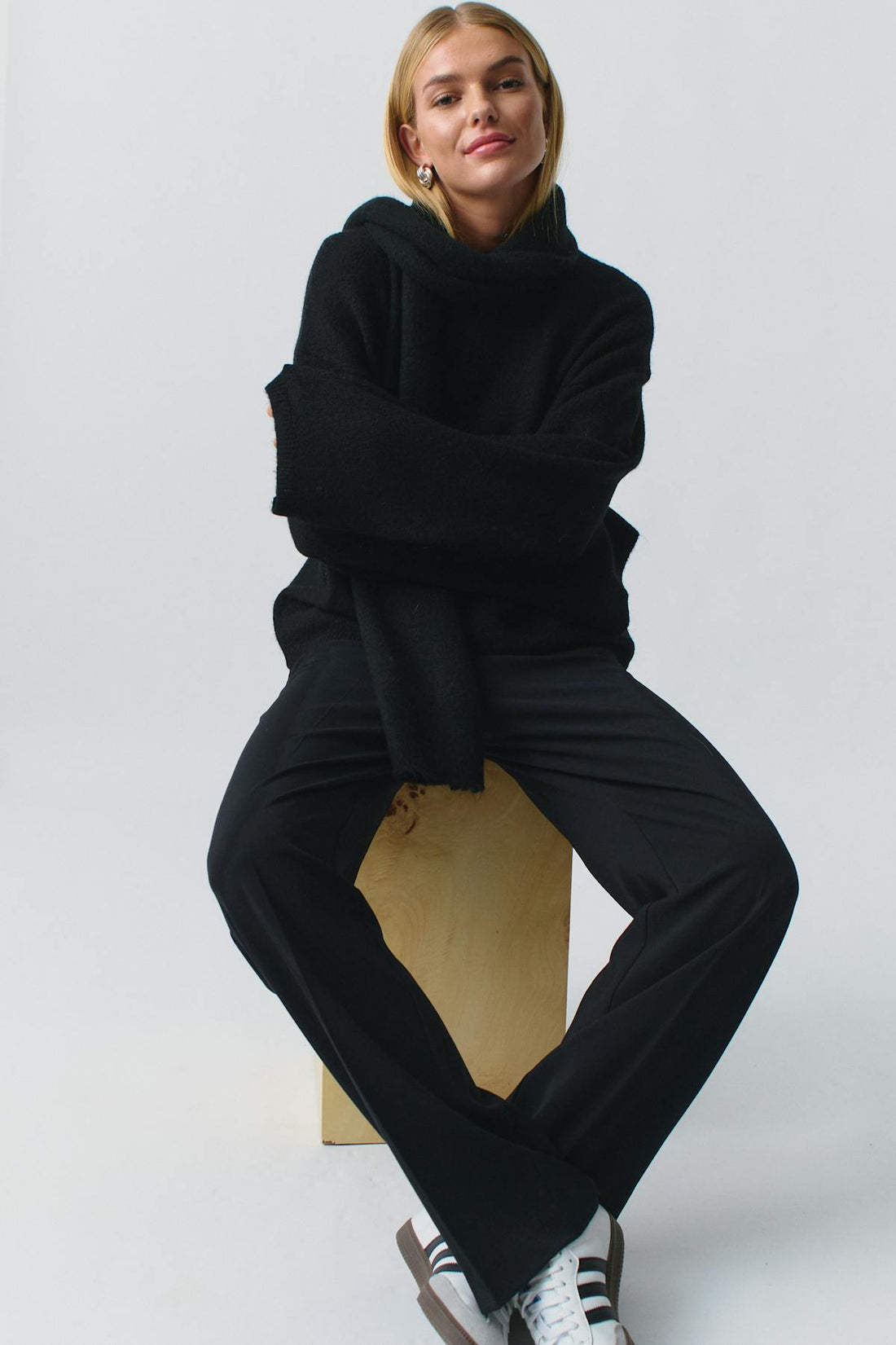 knitted scarf sweater - Noir