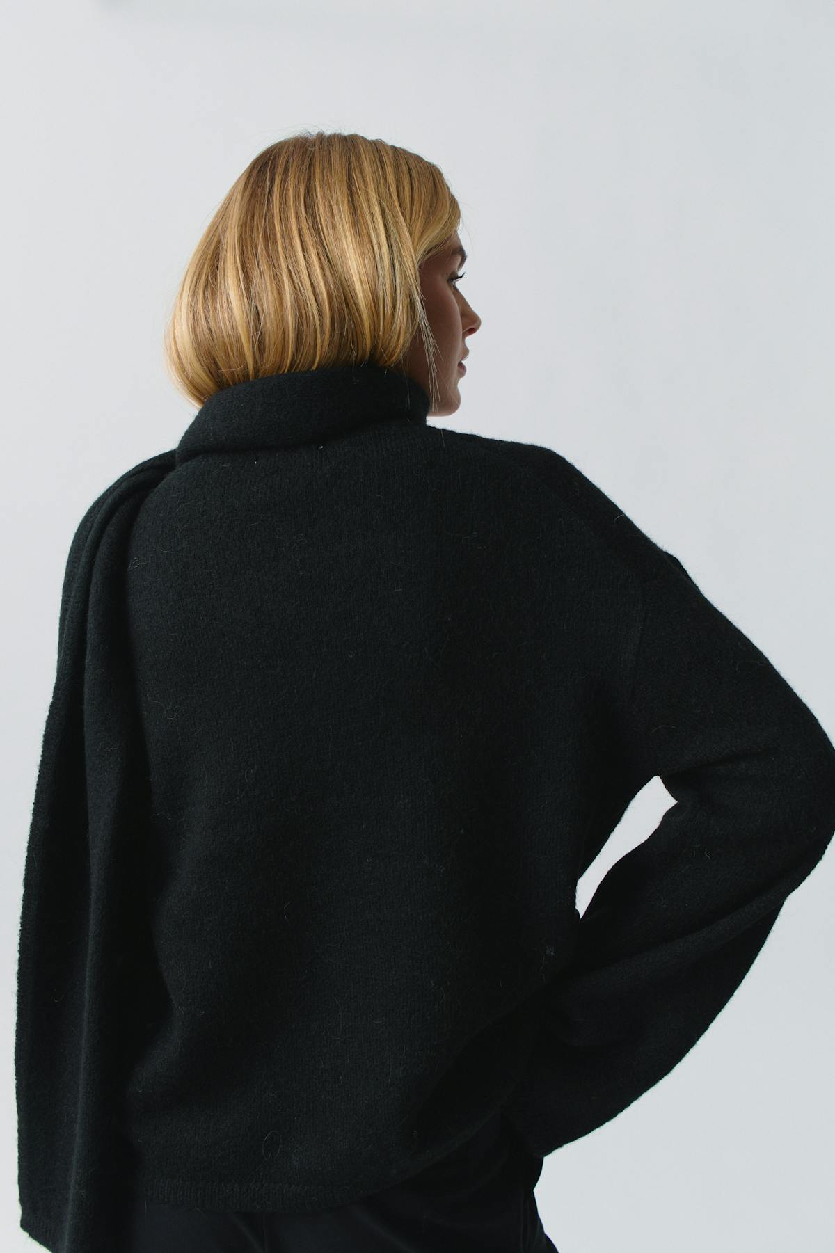 knitted scarf sweater - Noir