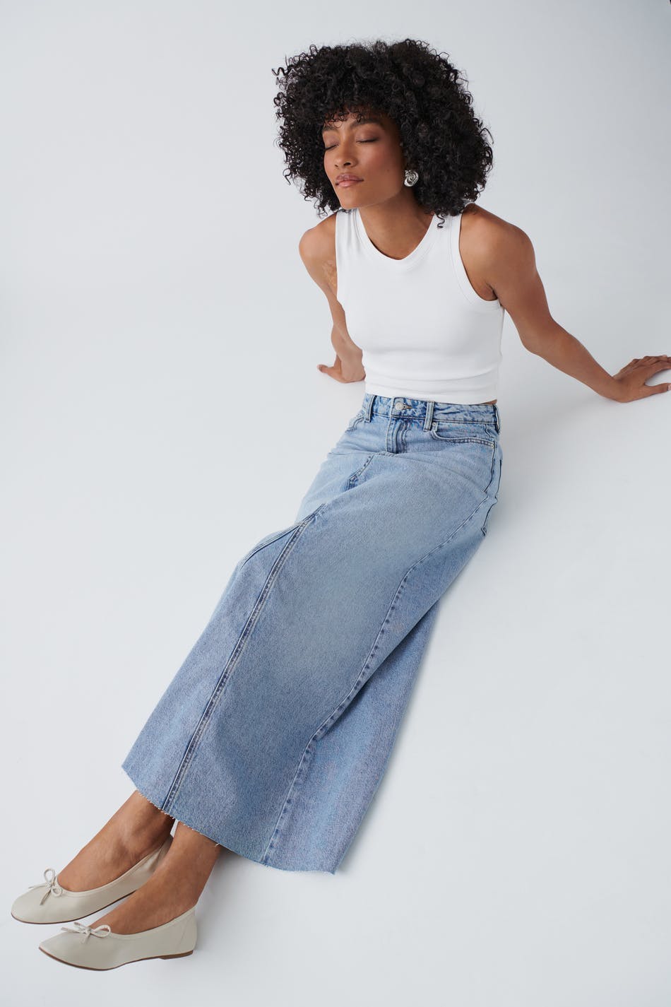 Vintage long denim skirt - Bleu clair