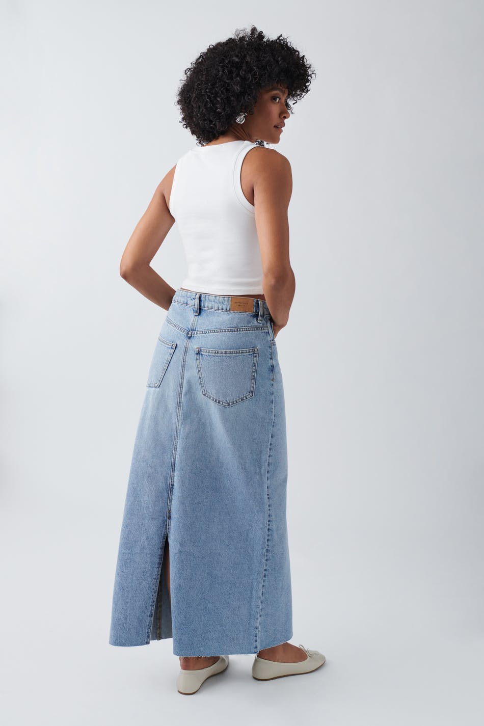 Vintage long denim skirt - Bleu clair