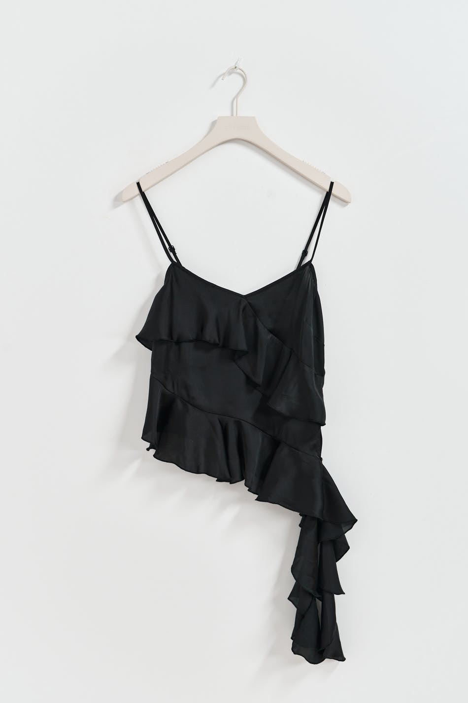 Frill satin singlet - Noir