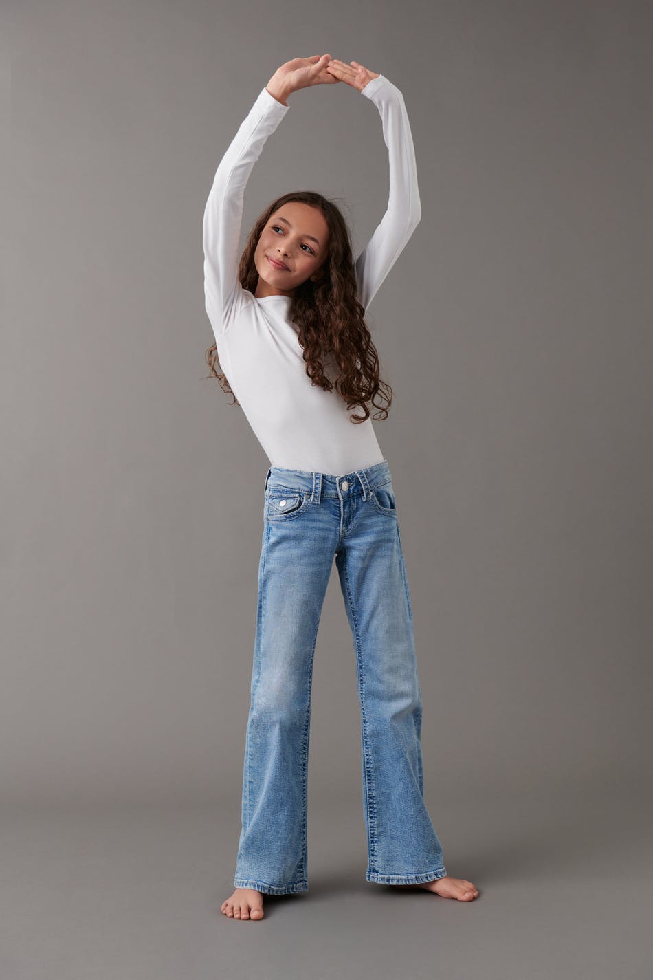 chunky flare tall jeans - Gris clair