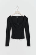 Bow detail top - Noir
