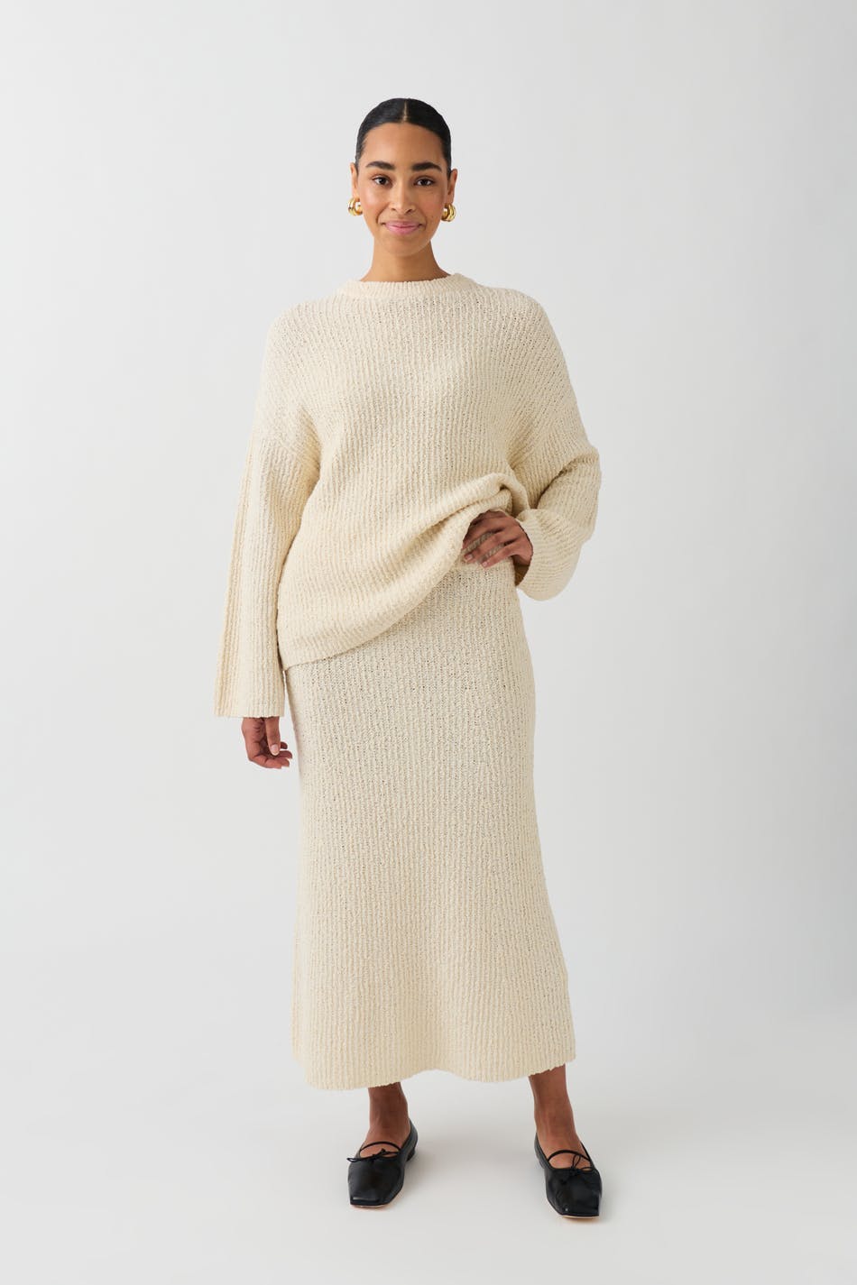 knitted maxi skirt - Noir