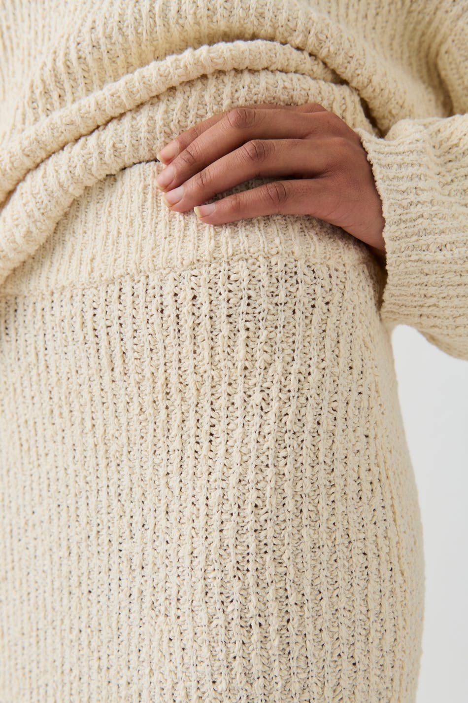 knitted maxi skirt - Almond milk