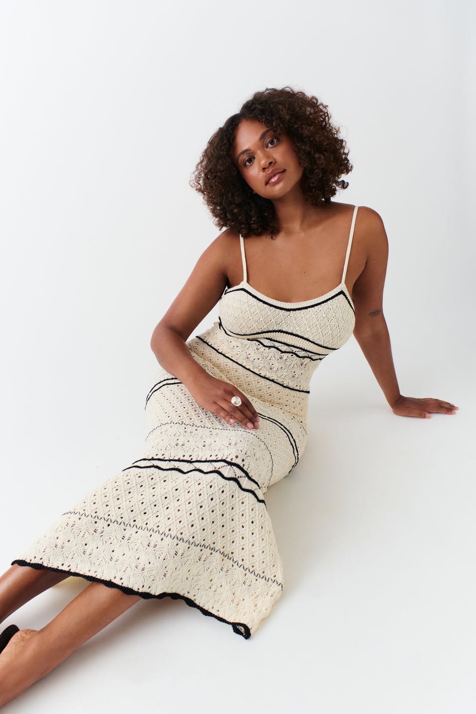 Knitted contrast - Cream/black