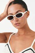 Slim oval sunglasses - Crème