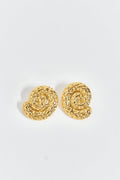 Crinkled gold spiral earrings