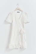Lace wrap mini dress - Blanc cassé
