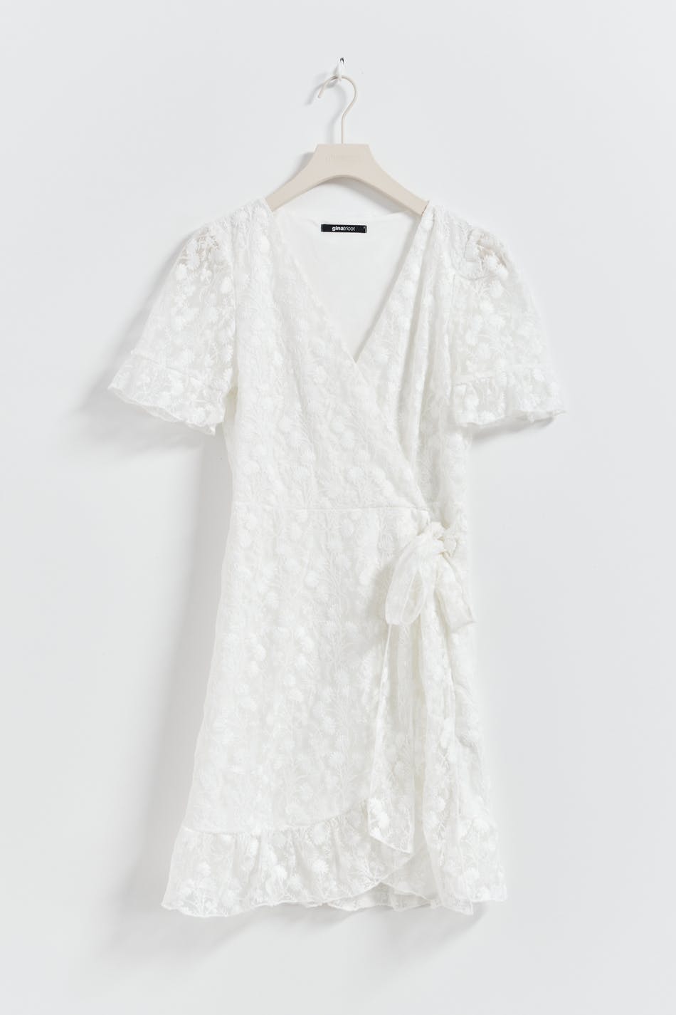 Lace wrap mini dress - Blanc cassé