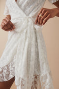 Lace wrap mini dress - Blanc cassé