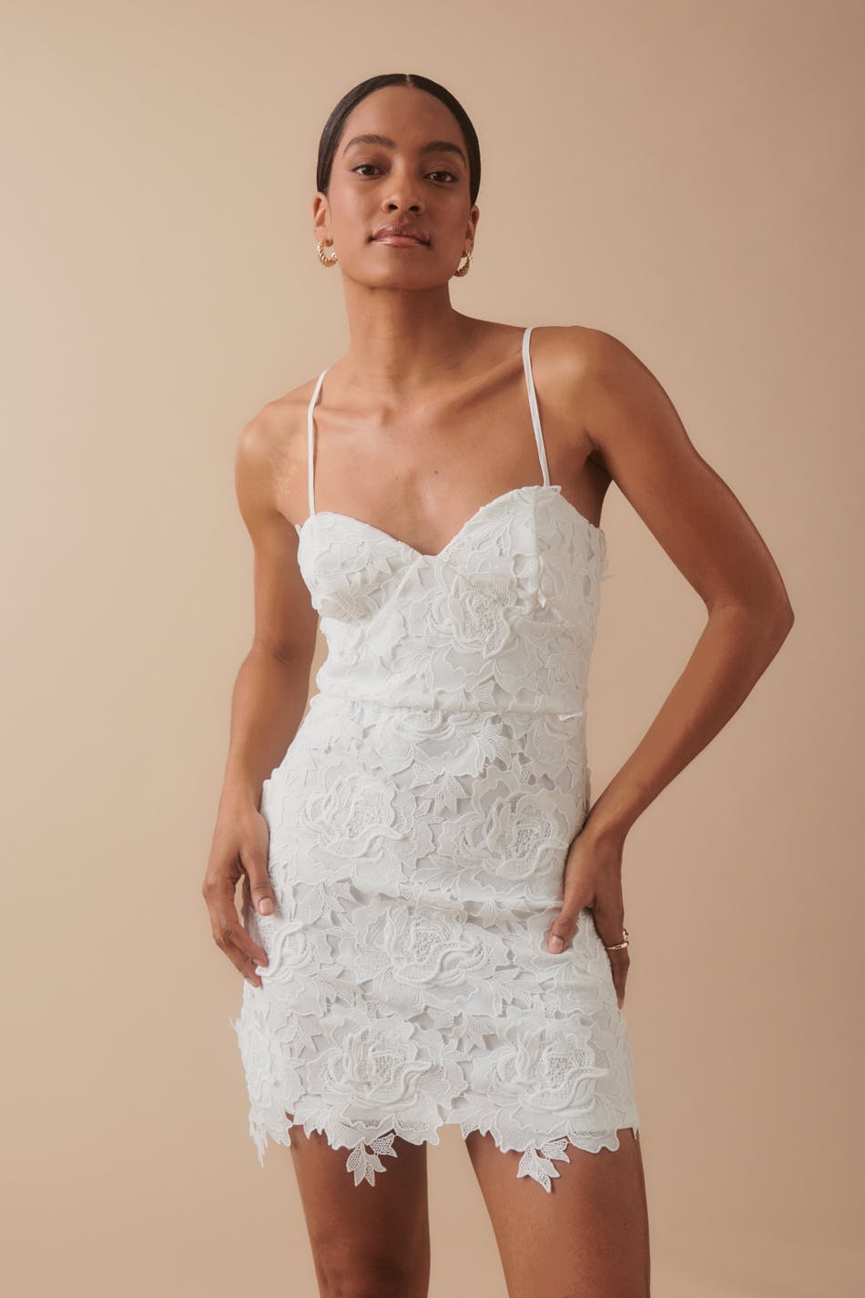 Bloom 3d lace mini dress - Blanc cassé
