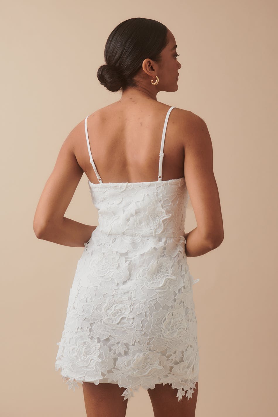 Bloom 3d lace mini dress - Blanc cassé