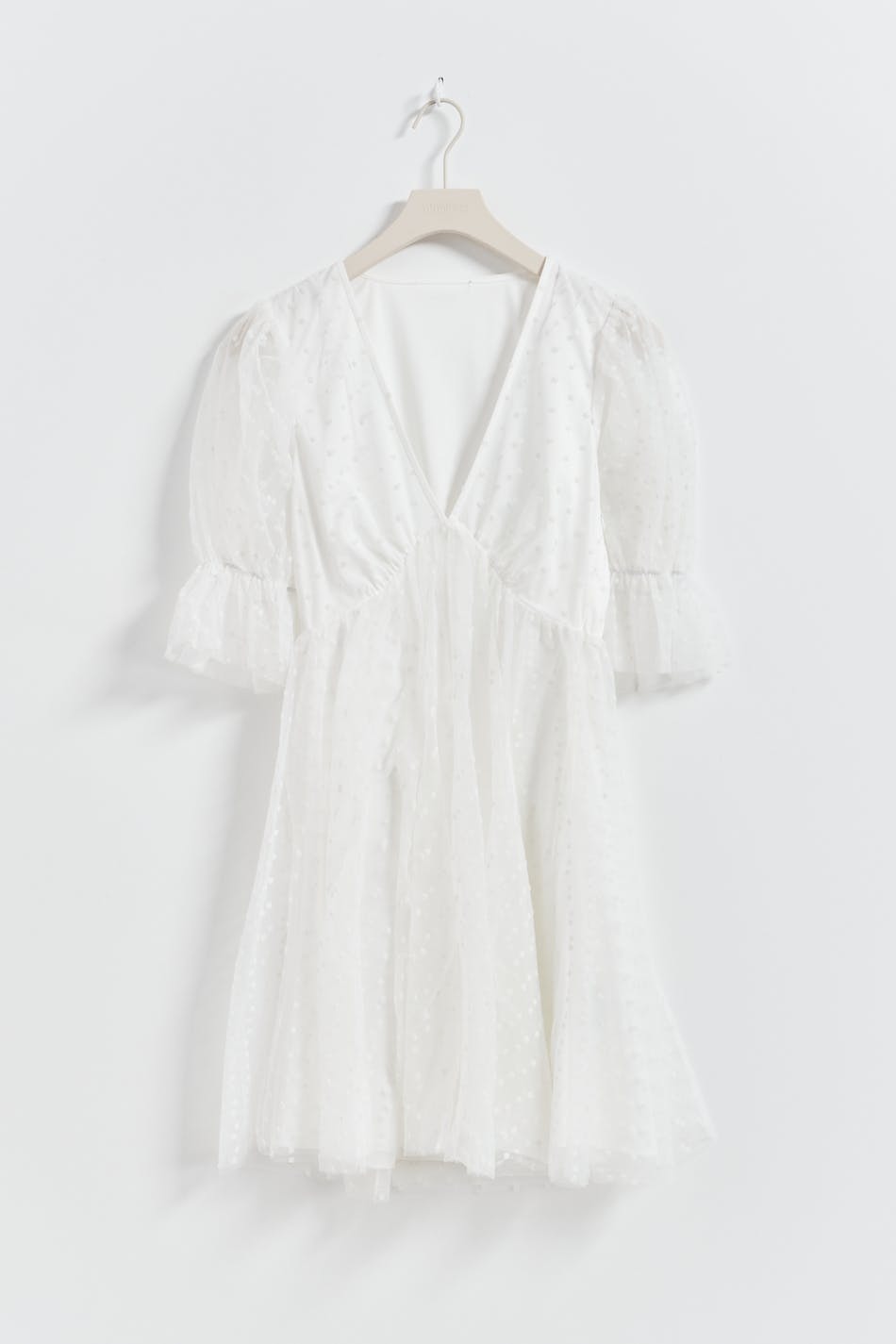 Tulle dot mini dress - Blanc cassé