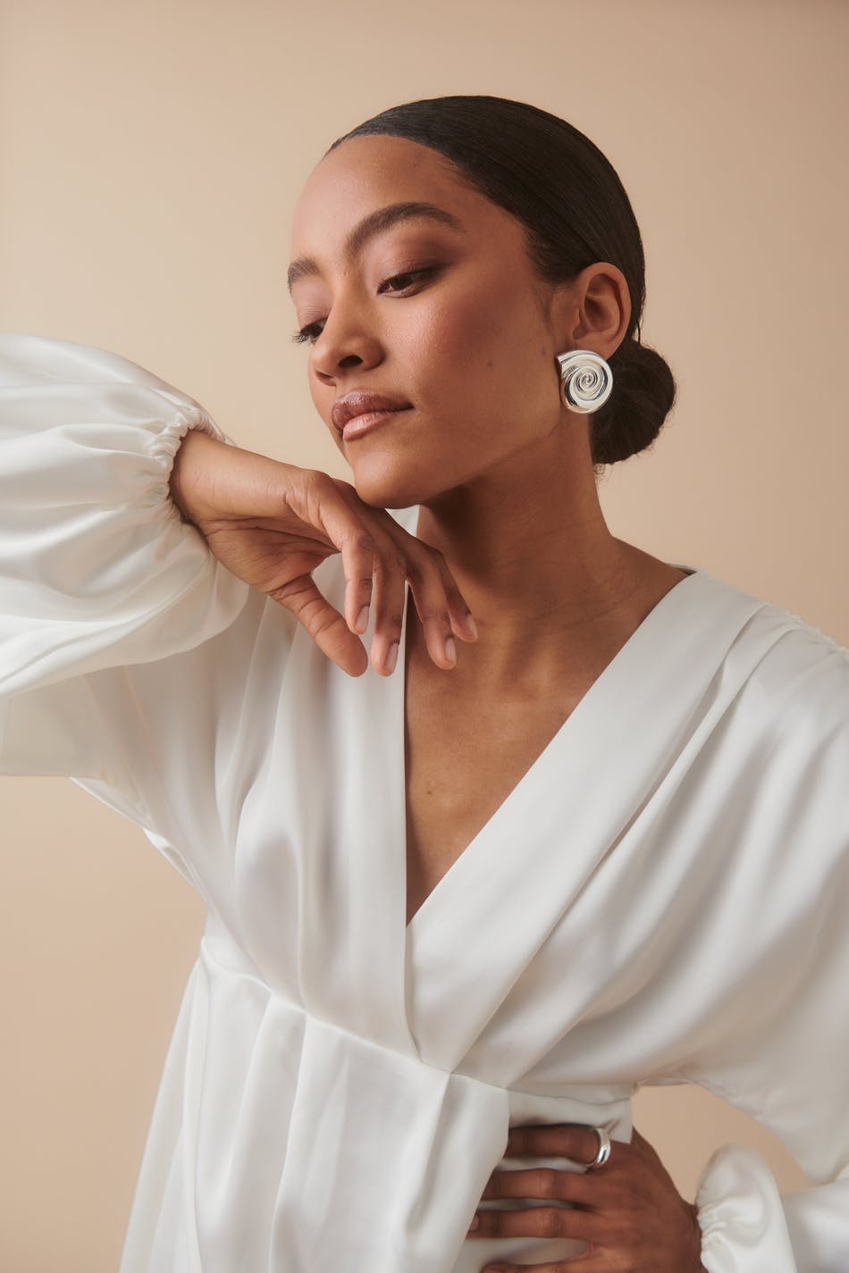 Satin mini dress - Blanc cassé