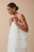 Organza frill mini dress - Blanc cassé