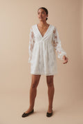 Floral loose fit mini dress - Blanc cassé