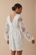 Floral loose fit mini dress - Blanc cassé