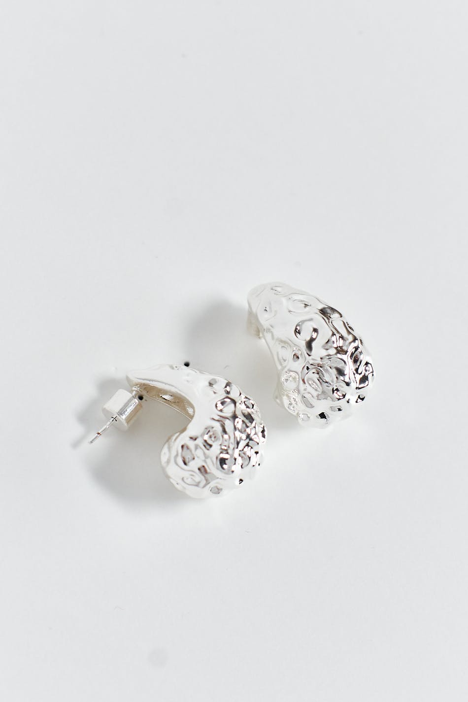 Crinkled silver drop earrings - Argent