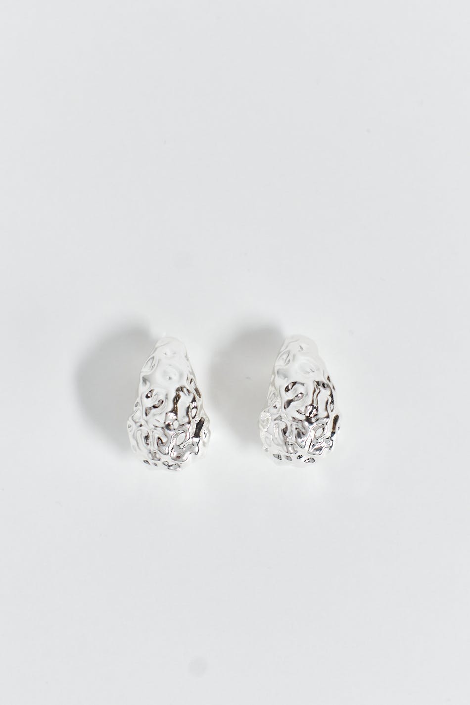 Crinkled silver drop earrings
