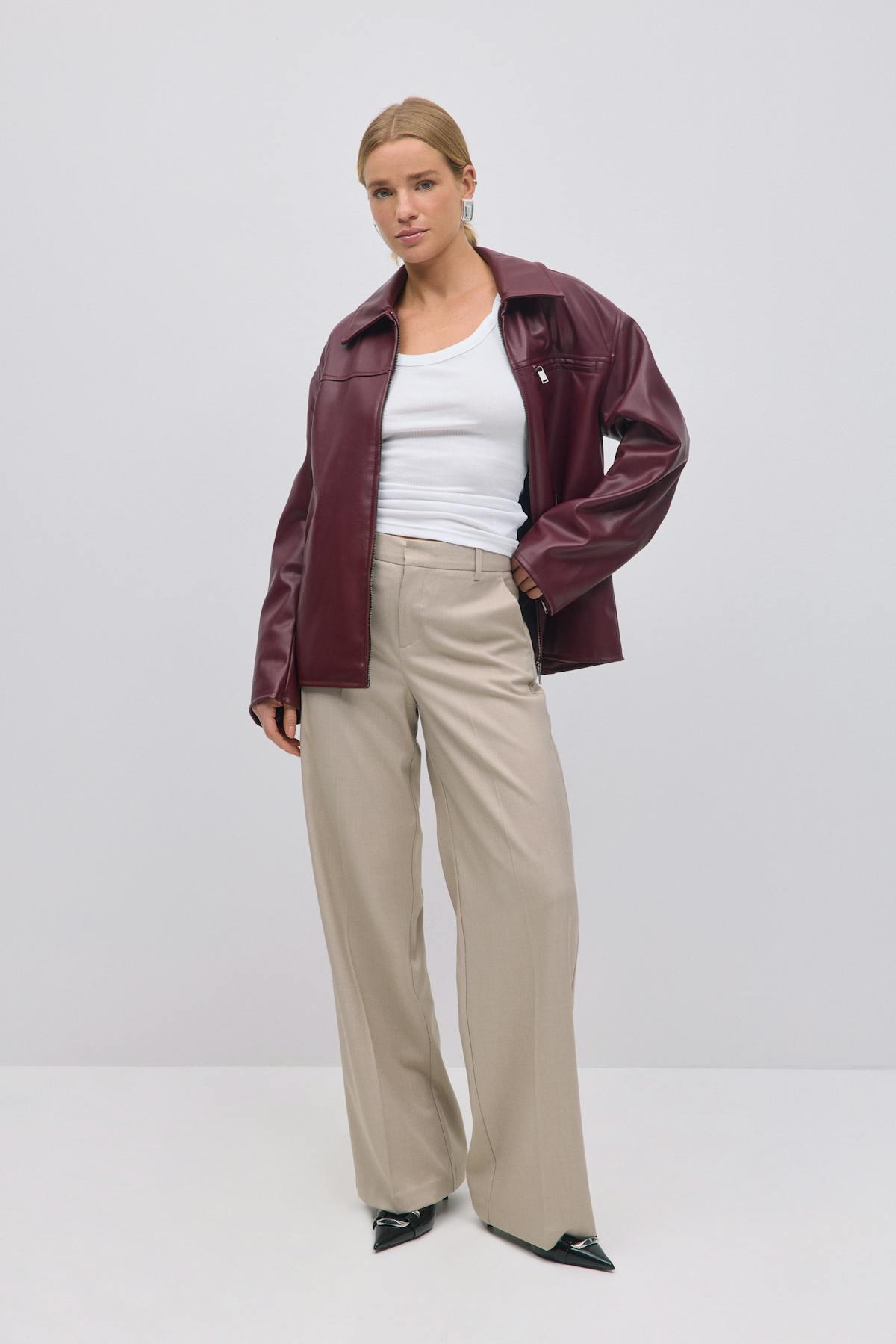 Wide leg suit trousers - Black/stripe