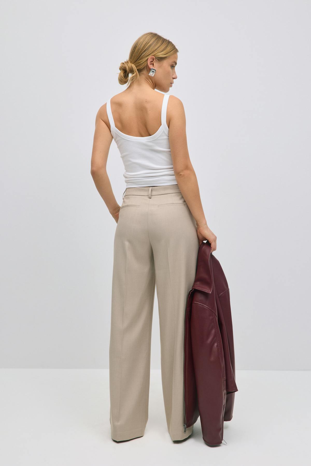 Wide leg suit trousers - Black/stripe