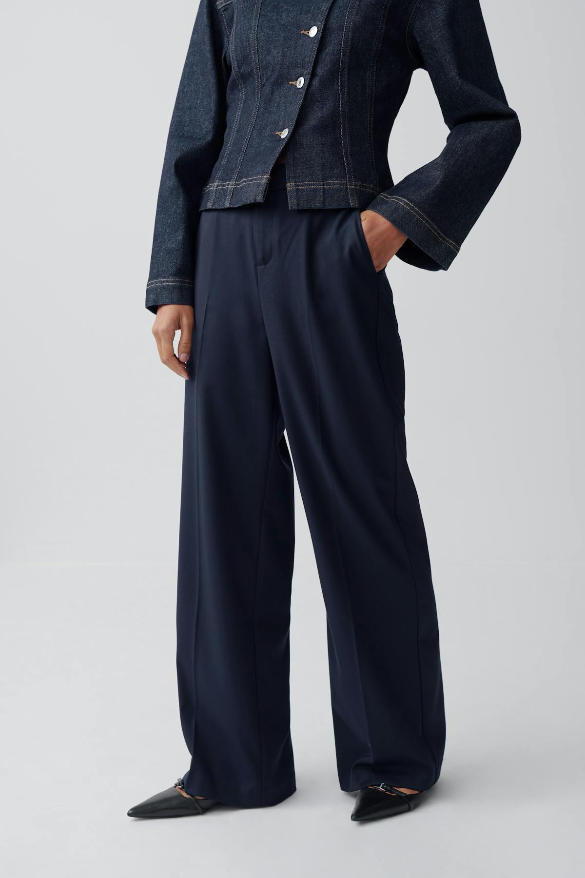 Wide leg suit trousers - Birch