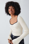 Contrast knitted top - Gardenia