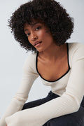 Contrast knitted top - Gardenia