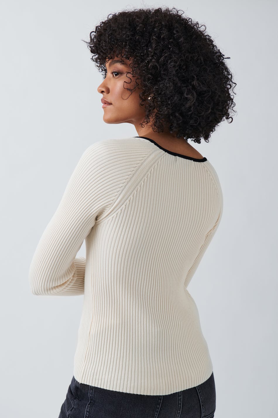 Contrast knitted top - Gardenia