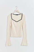 Contrast knitted top - Gardenia