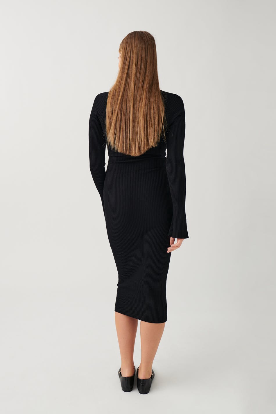 Contrast knitted dress - Noir