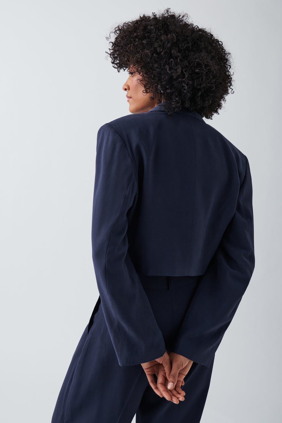 Boxy cropped blazer - Bleu marine